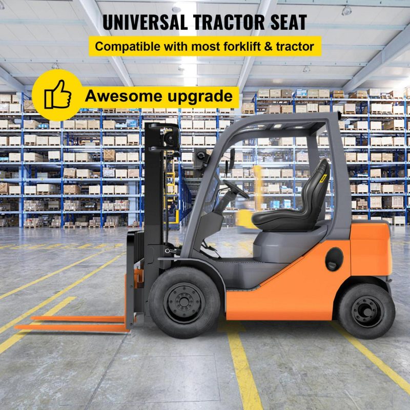VEVOR Yamaha High-Back Tractor Seat, Black Vinyl, Universal Fit for Mowers & Forklifts, Drain Hole, Easy Install - Image 2