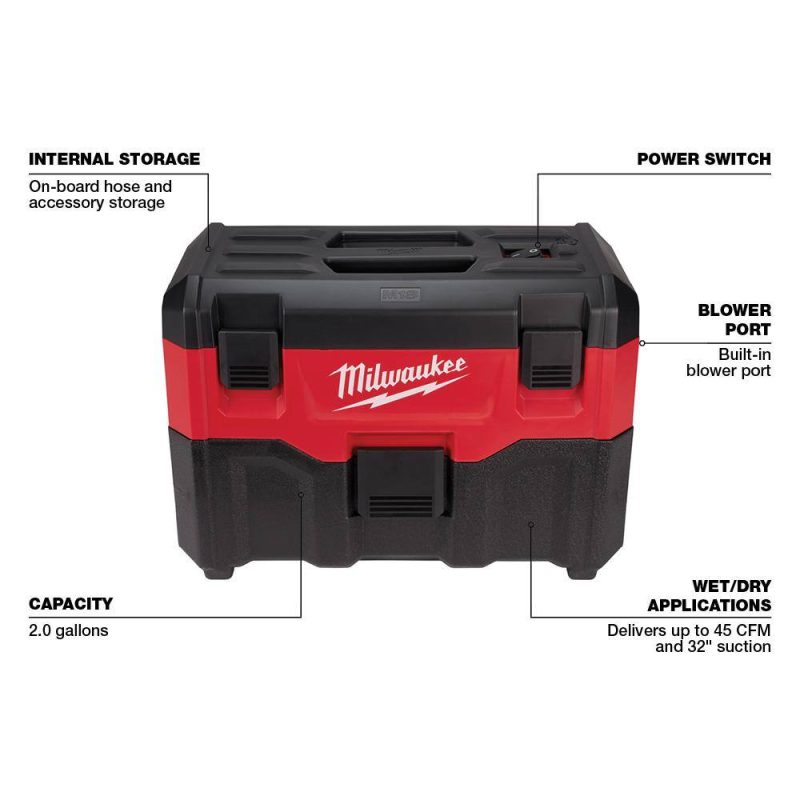 0880-20-48-59-1850 M18 18-Volt 2 Gal. Lithium-Ion Cordless Wet/Dry Vacuum with M18 XC 5.0 Ah Starter Kit - Image 18