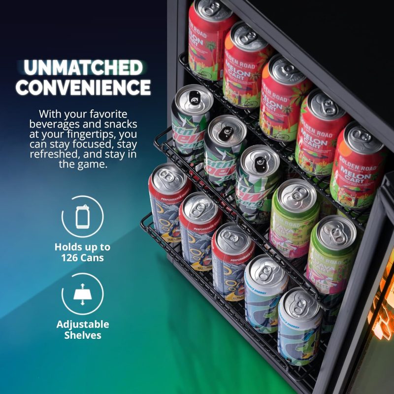 Beverage Refrigerator Cooler | 126 Cans Free Standing with Right Hinge Glass Door | Mini Fridge Beverage Organizer Perfect For Beer, Wine, Soda, And Cooler Drinks - Image 6