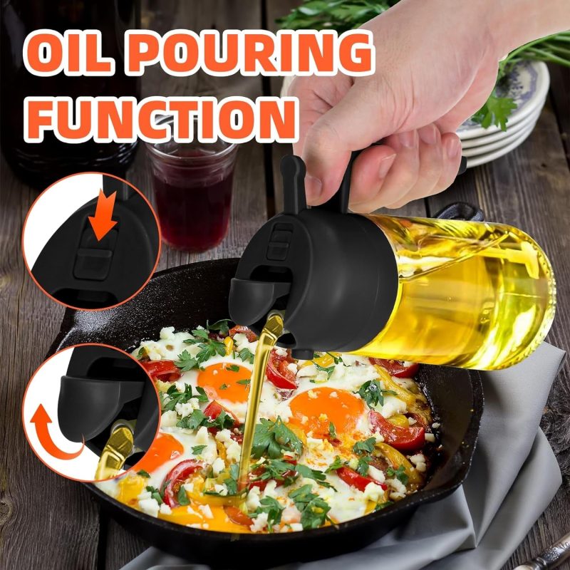 16 Oz Oil Dispenser Bottle for Kitchen – 2 in 1 Olive Oil Dispenser and Oil Sprayer – 470Ml Olive Oil Bottle - Image 3