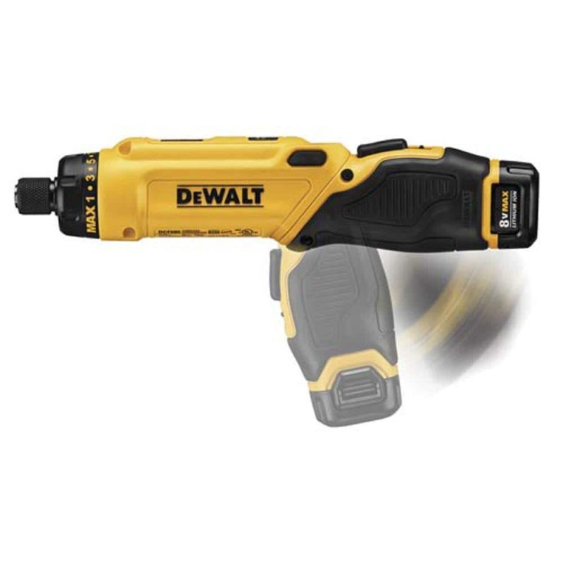 8V MAX Cordless Gyroscopic Screwdriver with Adjustable Handle, (2) 1.0Ah Batteries, Charger, and Bag DCF680N2 - Image 14