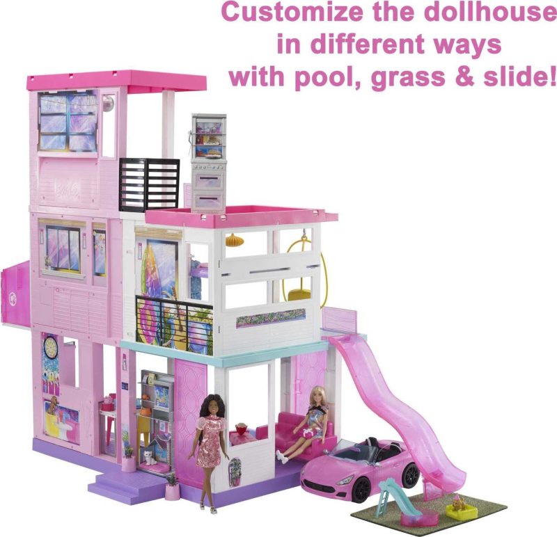 Barbie 60th Anniversary DreamHouse Playset with 2 Dolls, Car & 100+ Accessories - Image 3