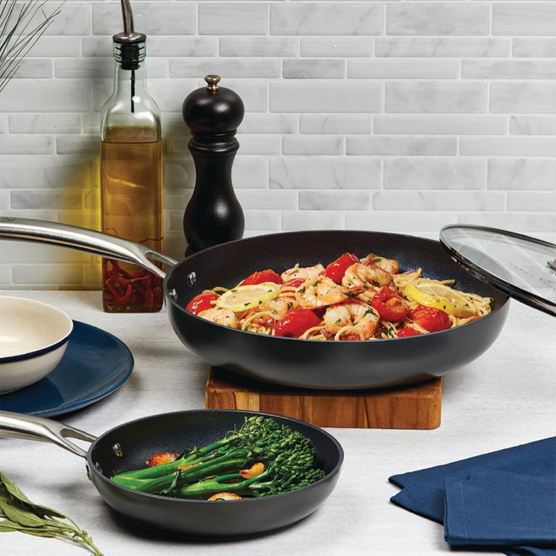Emeril Lagasse Forever Pans, 10 Piece Cookware Set with Lids and Utensils, Hard Anodized Nonstick Pans, Black, Dishwasher Safe, Oven Safe - Image 4