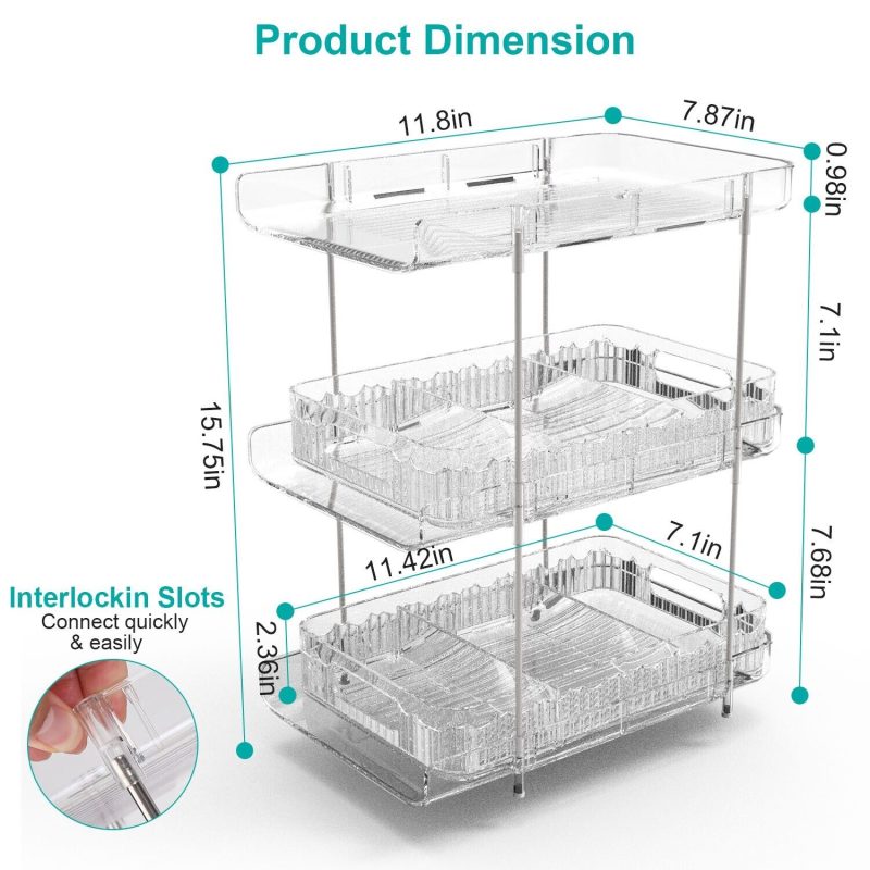 2 Sets-  3-Tier Clear Kitchen Organizer with Dividers - Image 3