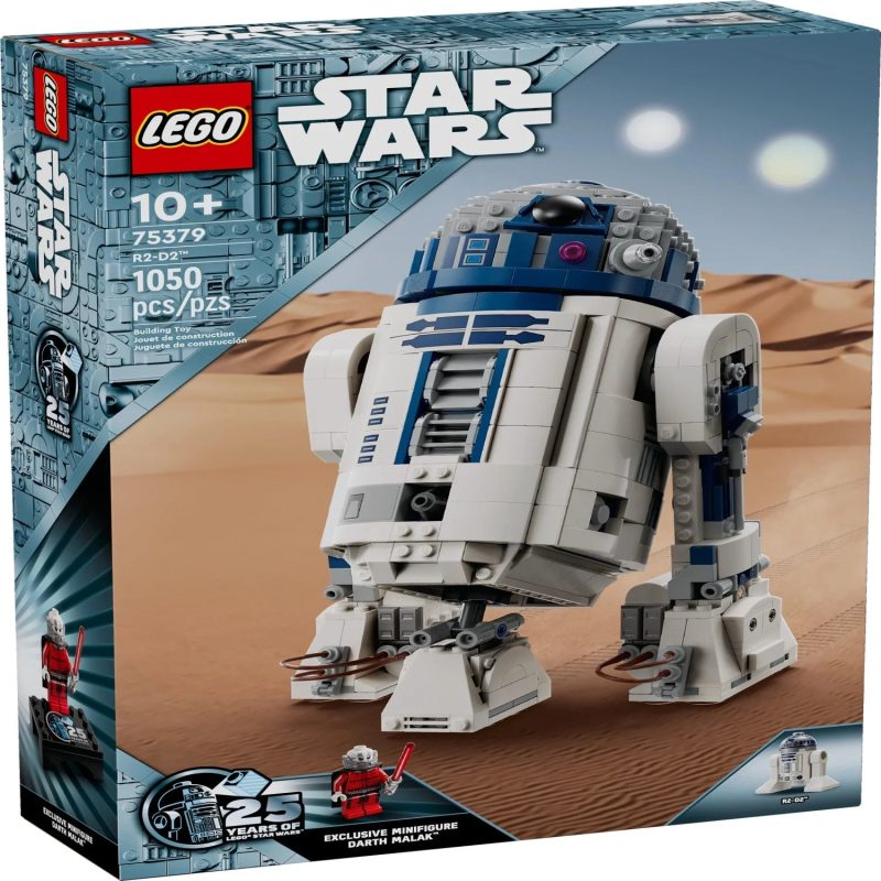 LEGO Star Wars R2-D2 Brick Built Droid Figure, Collectible Star Wars Room Décor with Exclusive 25th Anniversary Minifigure Darth Malak, Creative Play Gift Idea for Kids or Fans Ages 10 and Up, 75379 - Image 2
