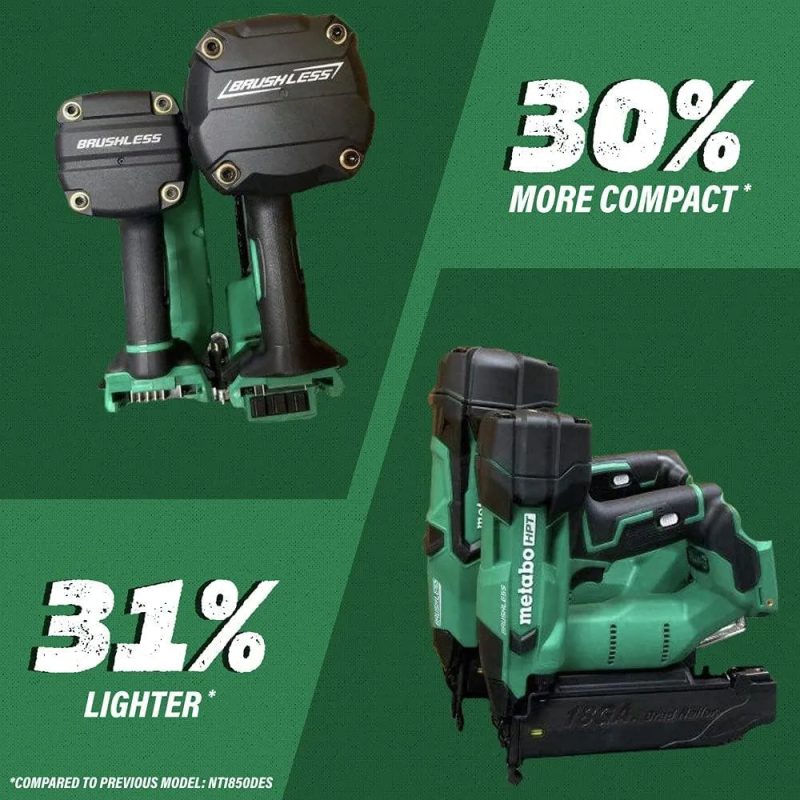 Metabo HPT NT1850DFM MultiVolt 18V Brushless Lithium-Ion 18 Gauge Cordless Brad Nailer Kit - Image 5