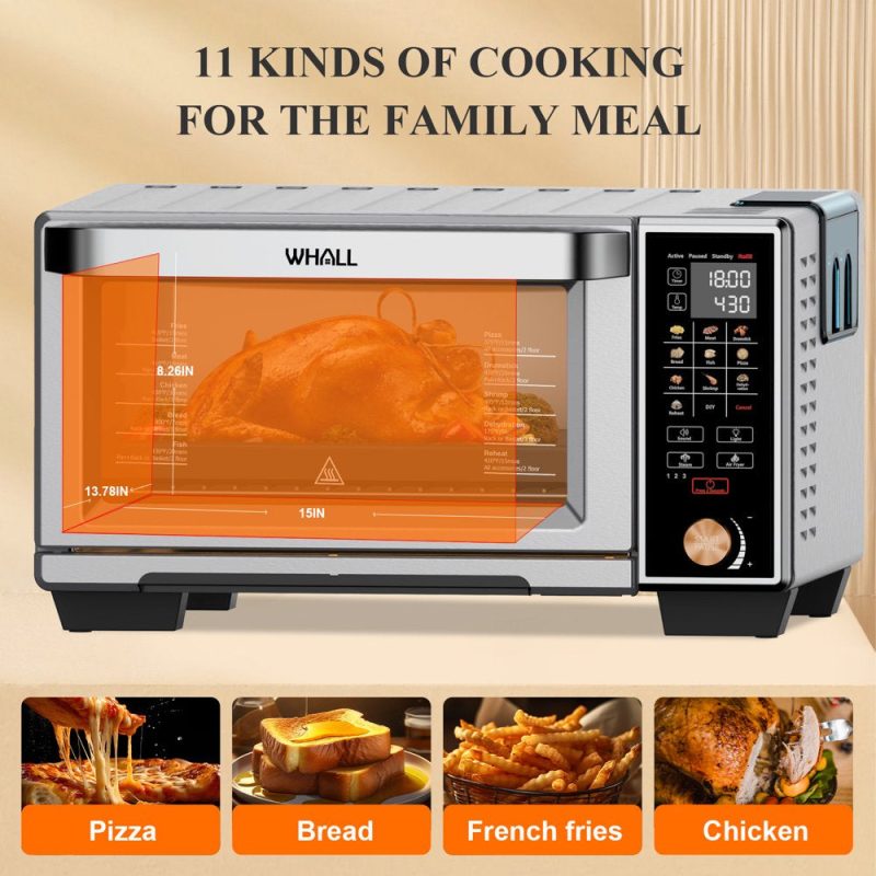 WHALL Air Fryer Toaster Oven - 30QT Convection Oven, 11-In-1 Steam Oven, Touchscreen, 4 Accessories - Image 6