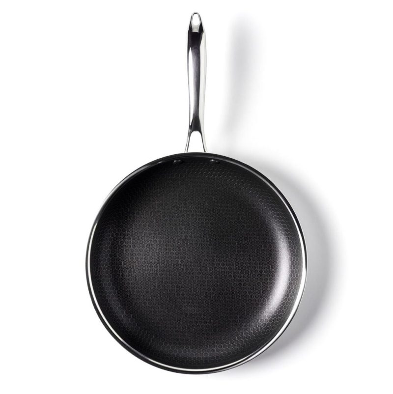 HexClad 6-Piece Hybrid Nonstick Fry Pan Set with Lids, Stainless Steel, 8/10/12-Inch, Oven & Dishwasher Safe - Image 5