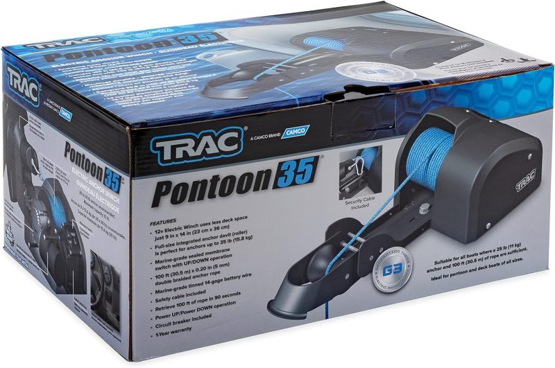 Outdoors Pontoon 35-G3 Electric Anchor Winch | Features a High-Efficiency, 12-Volt DC, All Steel Gear Motor and 100-feet of Pre-Wound Double-Braid Anchor Rope | (69003) - Image 7