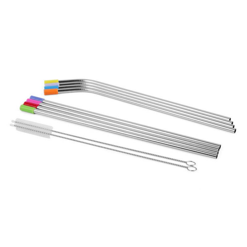 8 Pcs Stainless Steel Metal Drinking Reusable Straws + Cleaner Brush Kit - 图片 8