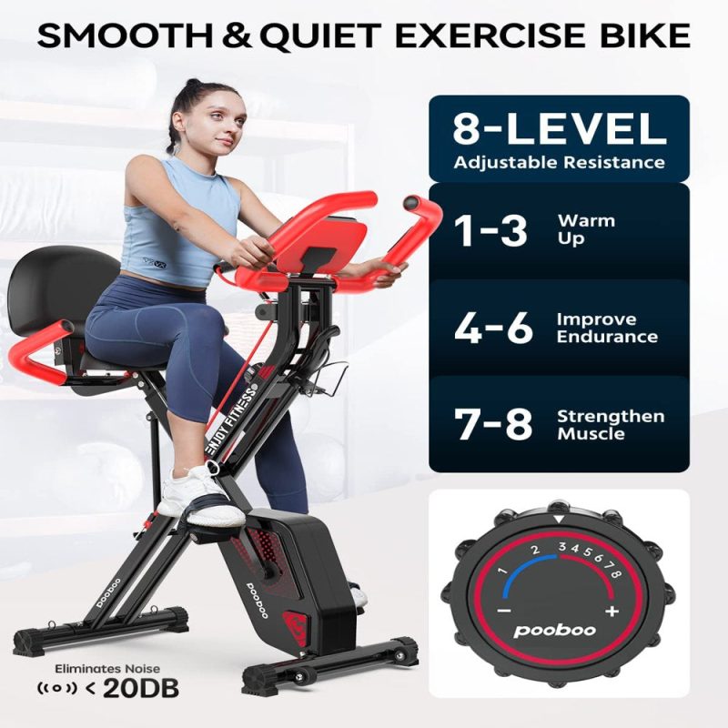 Pooboo 3 In 1 Foldable Exercise Bike Indoor Cycling Bike Workout 300Lb - Image 16