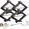 Set 4 Libra 24′′ 6000lbs RV Trailer Stabilizer Leveling Scissor Jacks w/ Dual Power Drill sockets & mounting Hardware Set