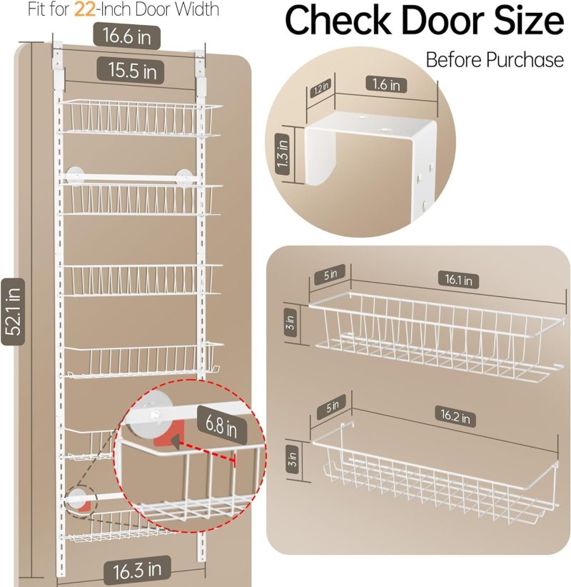 6-Tier Over The Door Adjustable Pantry Door Organizer - Image 3