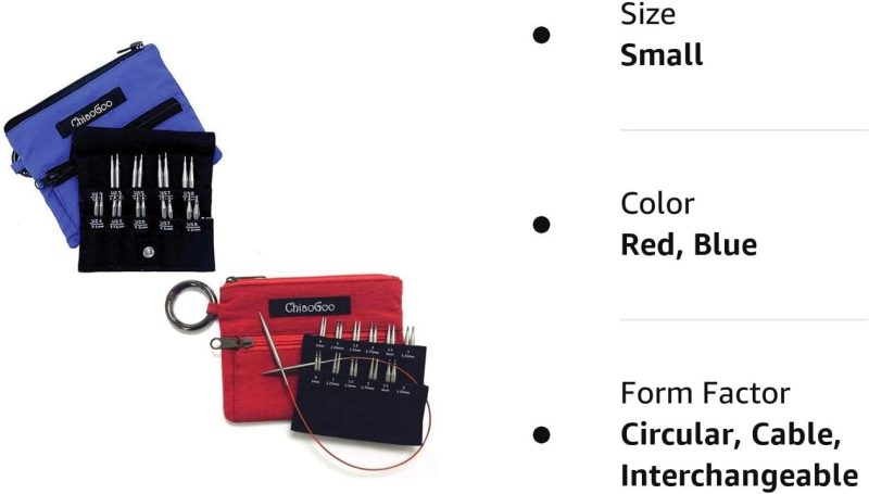 ChiaoGoo Twist Shorties Interchangeable Knitting Needle Set Bundle – Mini & Small, Stainless Steel, Red & Blue, Circular Needles 9′′-14′′ - 图片 4