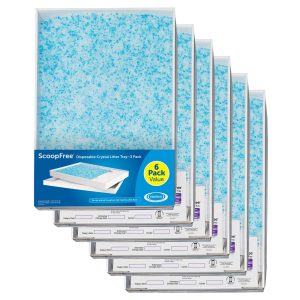 PetSafe ScoopFree Complete Replacement Blue Crystal Litter Tray?? 6-Pack Easy Cleanup with Disposable Tray Includes Leak Protection and Low Tracking Litter