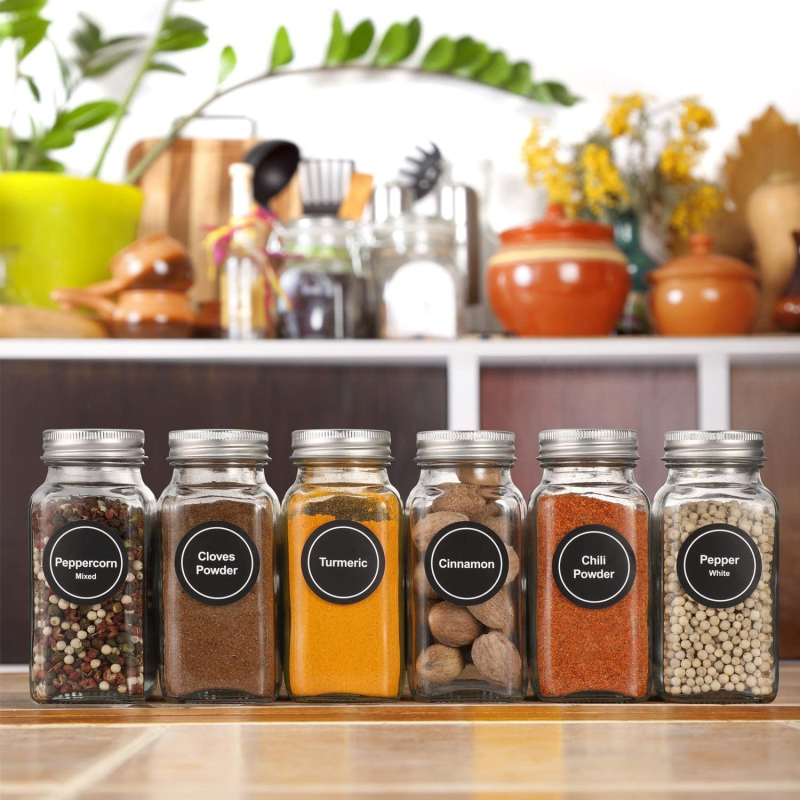 24 Pcs, 4oz Glass Spice Jars/Bottles With Spice Labels, Shaker Lids & Airtight Metal Caps – Silicone Collapsible Funnel Included - Image 6