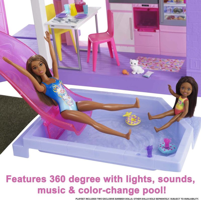 Barbie 60th Anniversary DreamHouse Playset with 2 Dolls, Car & 100+ Accessories - Image 4