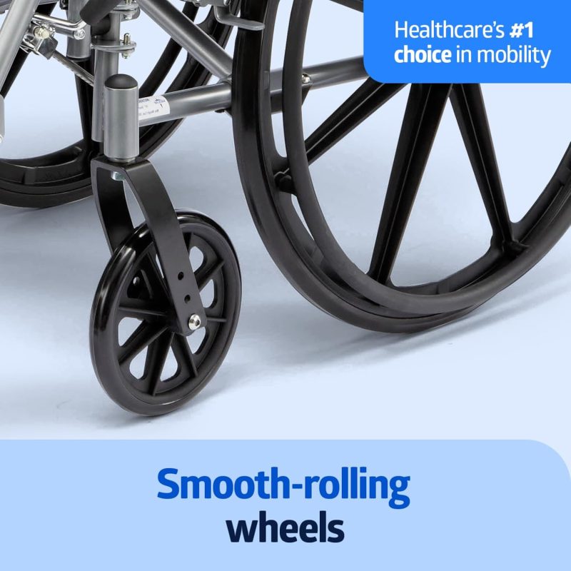 Lightweight Wheelchair for Adults With Swing-Back, Desk-Length Arms, Elevating Leg Rests; 18W" x 16"D Seat - Image 2