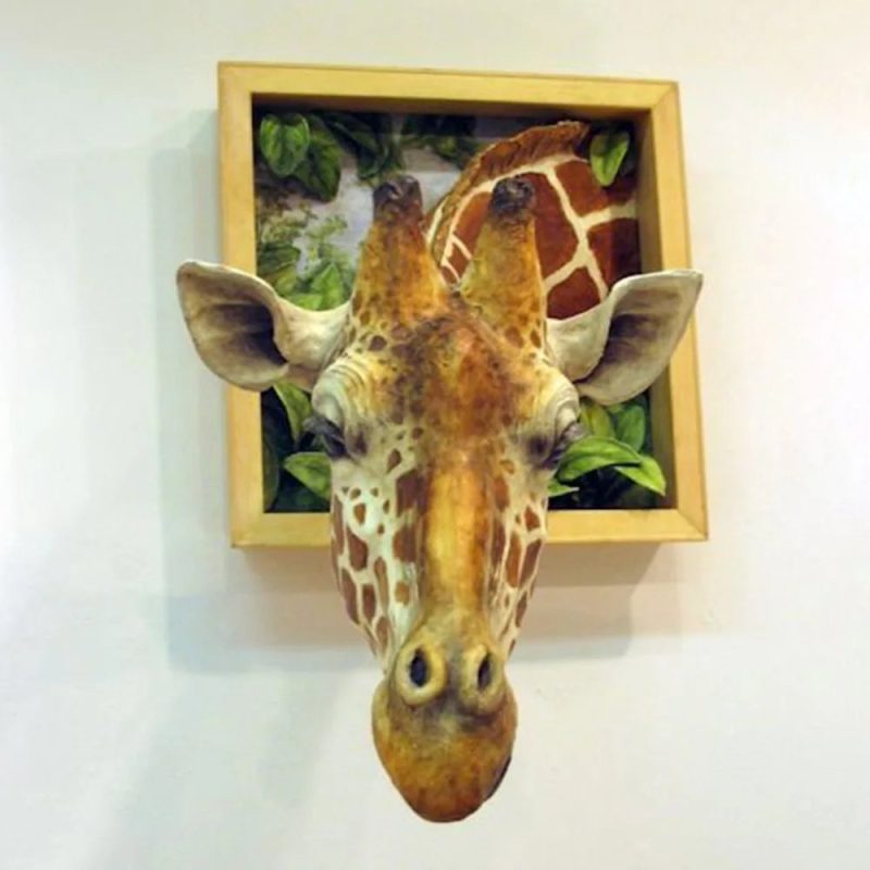 3D Lifelike Giraffe Head Wall Sculpture – Unique Nature-Inspired Home Decor - Image 3