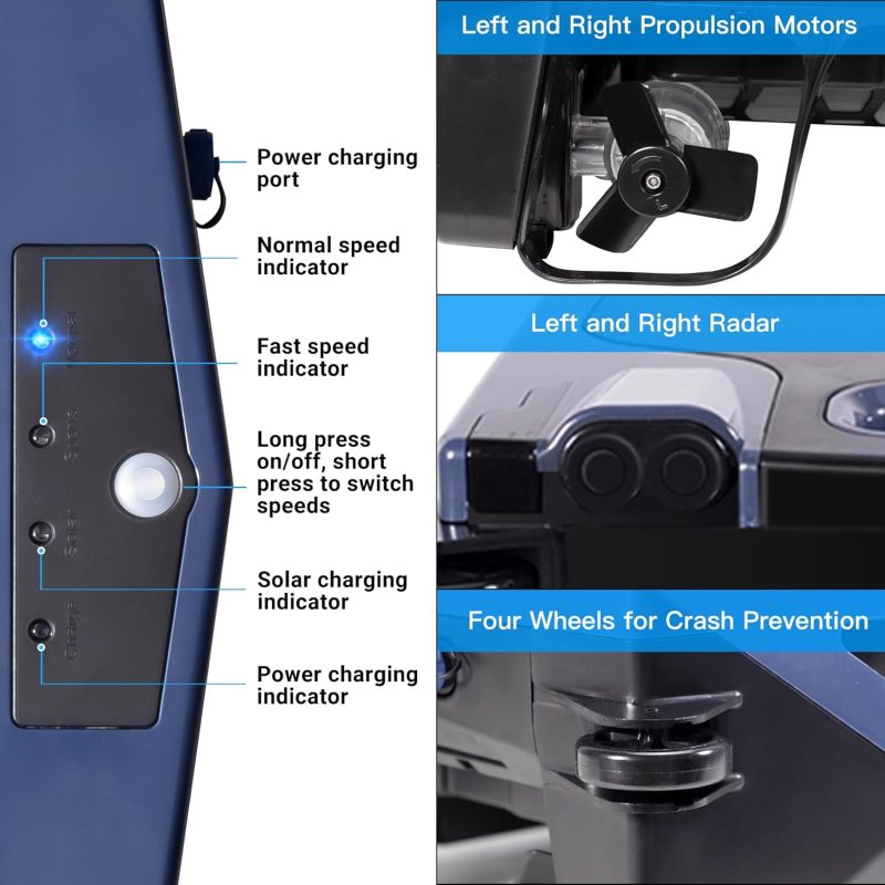 Pool Surface Cleaner Robot with Solar and Rechargeable Dual Mode, Cordless Robotic Pool Cleaner, Smart Pool Skimmer Basket, Automatic Pool Vacuum Cleaner with Auto-Escape and Auto-Turn - Image 4