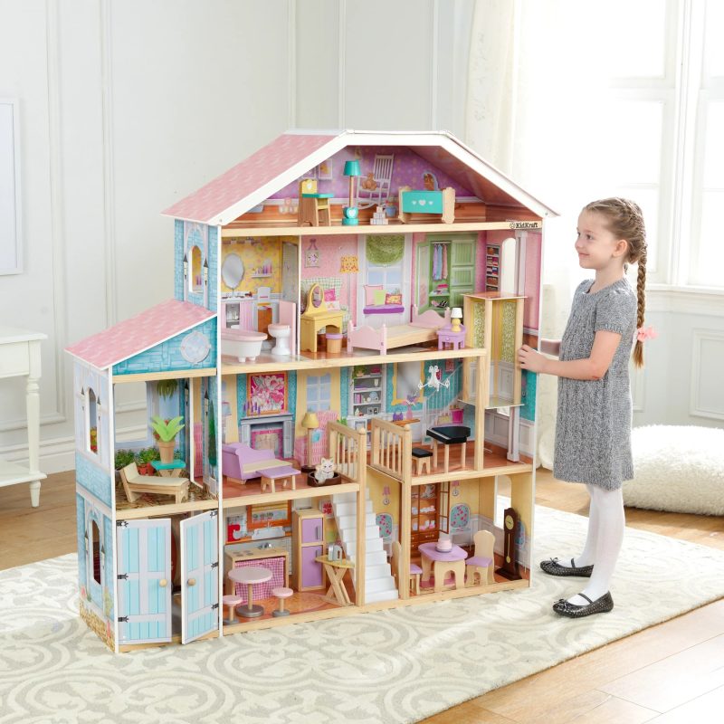 KidKraft Grand View Mansion Wooden Dollhouse with 34 Accessories, Ages 3 and up - Image 2