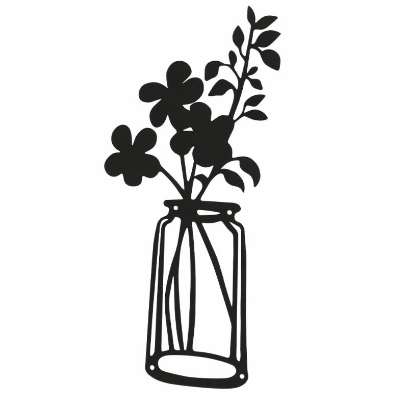 3PC Flat Metal Vase Wall Decor - Image 2