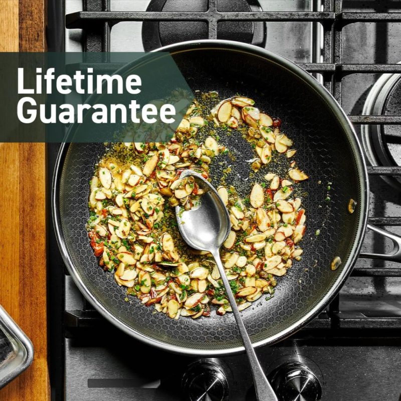 HexClad 6-Piece Hybrid Nonstick Fry Pan Set with Lids, Stainless Steel, 8/10/12-Inch, Oven & Dishwasher Safe - Image 2