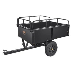 VEVOR ATV Trailer Heavy Duty Steel Dump Cart Tow Behind, 750 lbs 15 Cubic Feet, Garden Utility Trailer Yard Trailers with Removable Sides for Riding - MadeInUSA