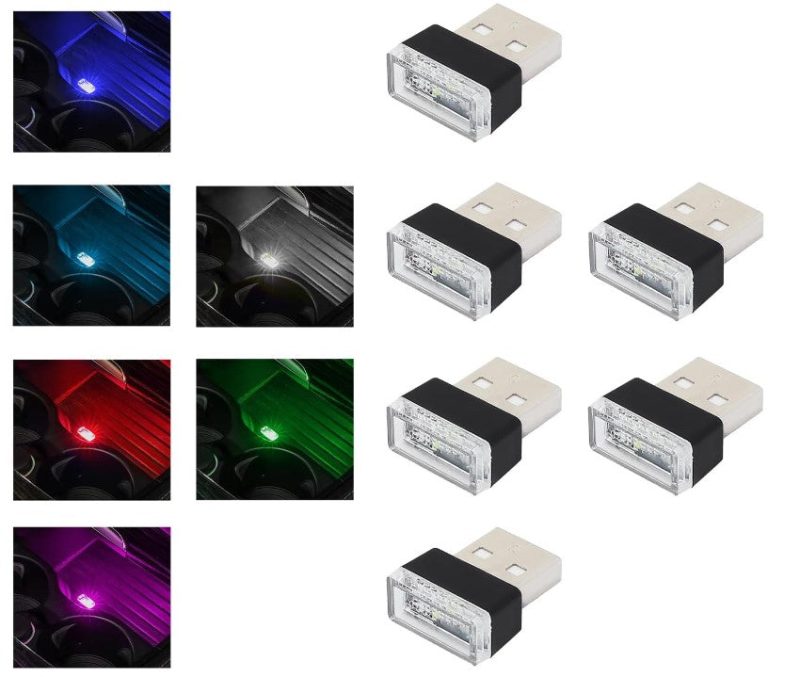 4 PCS USB LED Portable Universal Car Vehicle Interior Ambient Atmosphere Lamp Plug-in Decor Night Light Kit - Image 2