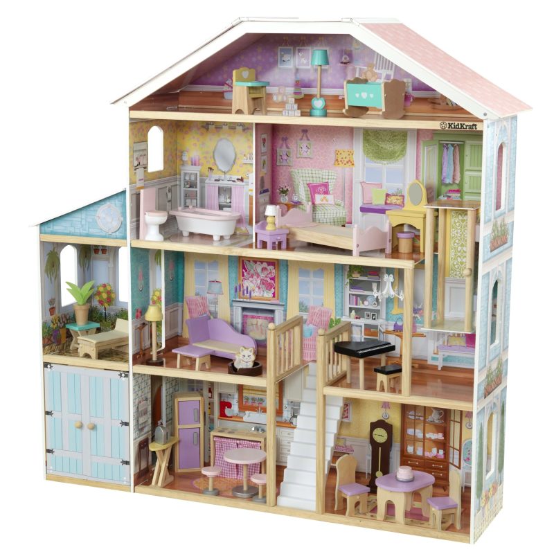 KidKraft Grand View Mansion Wooden Dollhouse with 34 Accessories, Ages 3 and up - Image 5