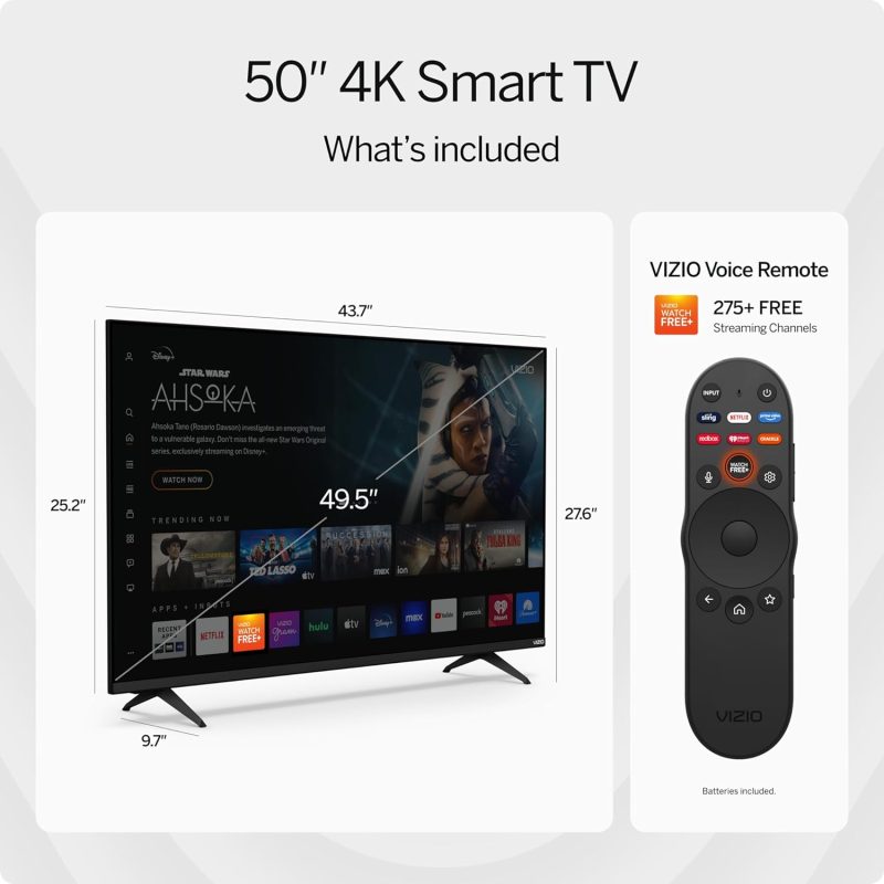 VIZIO 50′′ 4K Resolution HDR Smart TV, Dolby Vision HDR/HDR10+, WiFi 6 – (Renewed) - Image 3
