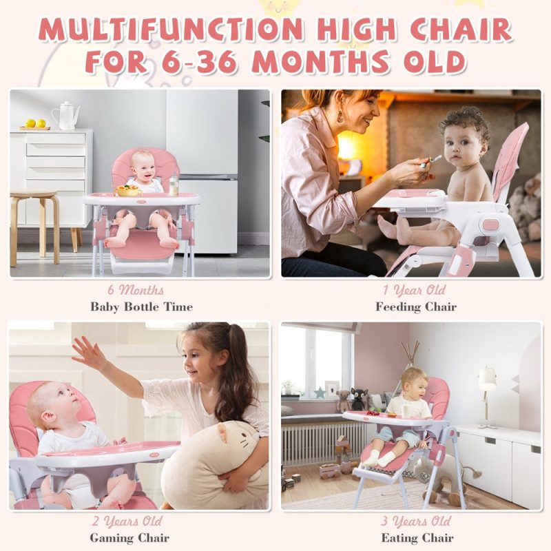 SEJOY Portable Folding Highchair for Babies & Toddlers with Adjustable Height - Image 4