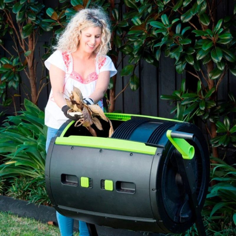 Maze 65-Gallon Compost Tumbler & Cart Combo, Dual Compartments, UV-Protected, Zinc-Coated, Black - Image 2