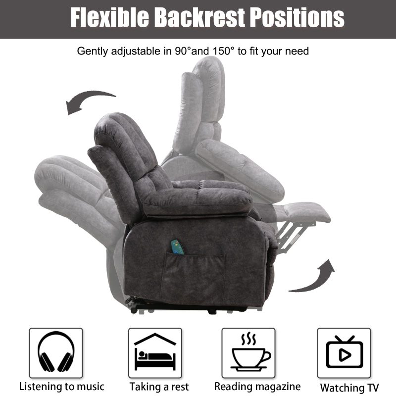 VON RACER Power Lift Recliner Chair with Heat & Massage, USB Port, Side Pockets, Remote Control, Adjustable Reclining for Elderly, Supports 350lb - Image 6