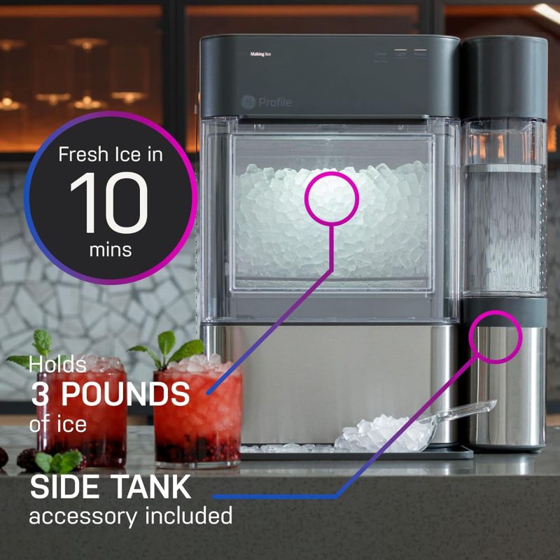 GE Profile Opal 2.0 with 0.75 Gallon Tank, Chewable Crunchable Countertop Nugget Ice Maker, Scoop included, 38 lbs in 24 hours, Pellet Ice Machine with WiFi & Smart Connected, Black Stainless Steel - Image 2