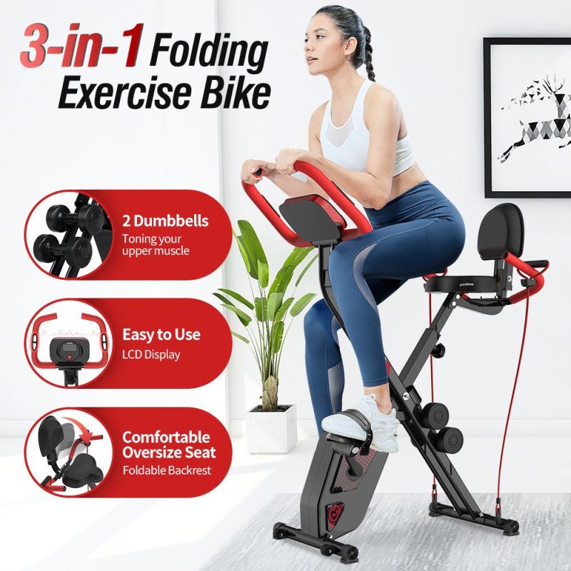 Pooboo 3 In 1 Foldable Exercise Bike Indoor Cycling Bike Workout 300Lb - Image 21