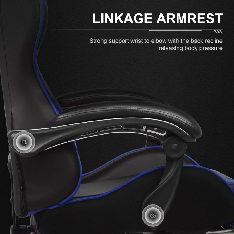 GTPLAYER Gaming Chair, Computer Chair with Footrest and Lumbar Support, Height Adjustable Game Chair with 360  -Swivel Seat and Headrest and for Office or Gaming (White) - Image 54