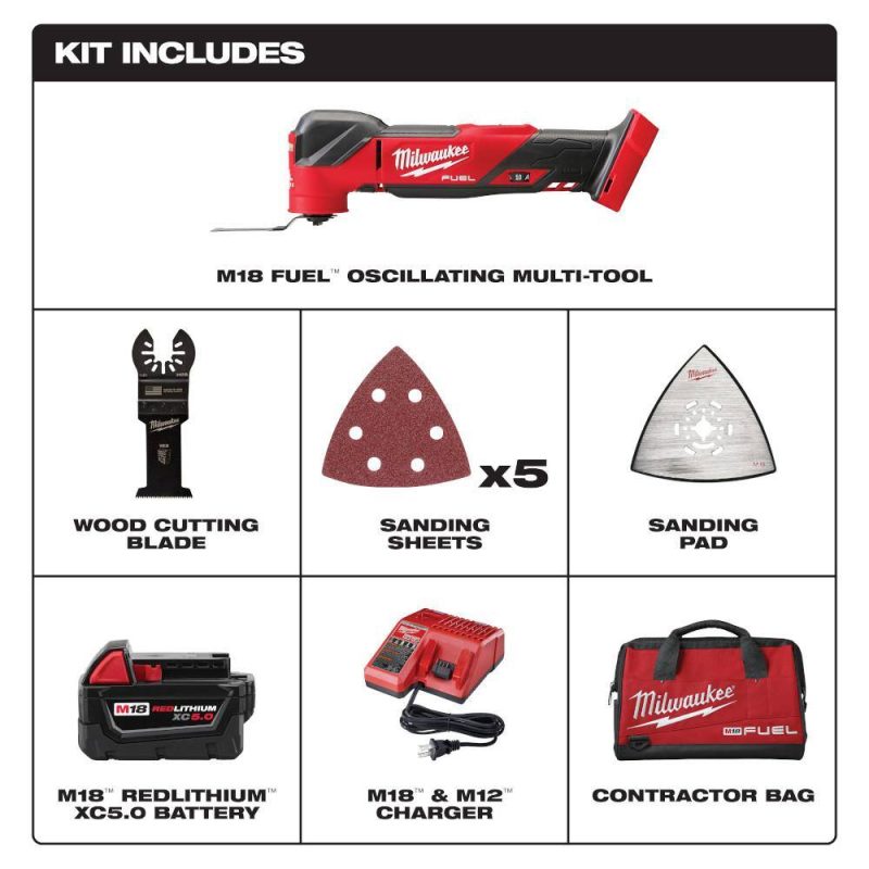 2836-21 M18 FUEL 18V Lithium-Ion Cordless Brushless Oscillating Multi-Tool Kit with one 5.0 Ah Battery, Charger and Tool Bag - Image 16
