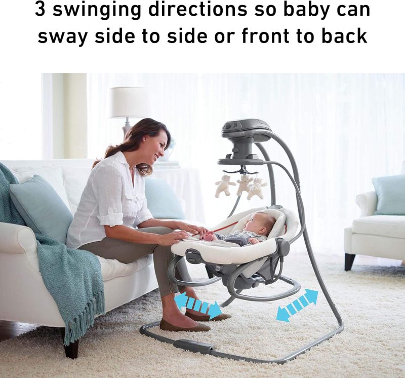 Graco DuetSoothe Swing and Rocker, Sapphire, 3-Position, 2-Speed Vibration, Portable with Carry Handles - Image 3