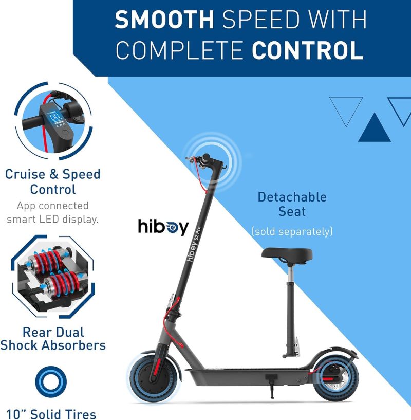 Electric Scooter, 500W Motor, 10��� Solid Tires, 25 Miles Range, 19 Mph Folding Commuter Electric Scooter for Adults (Optional Seat) �C S2 Pro - Image 11