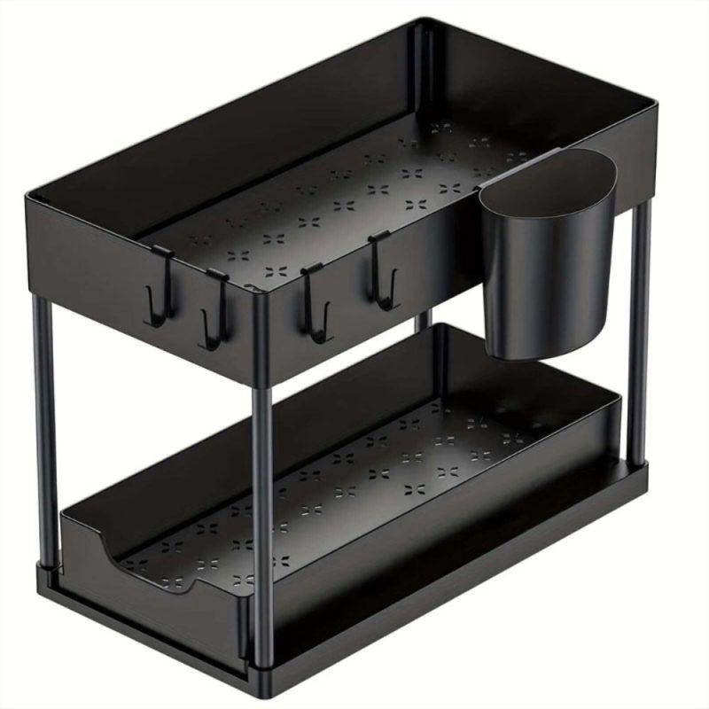 2 Tier Pull Out Cabinet Organizer Sliding Storage Rack - Image 9