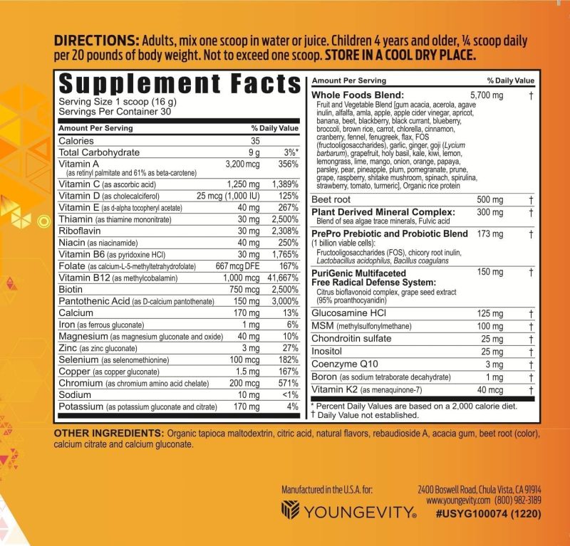 Youngevity Beyond Tangy Tangerine 2.5 Tropical Tangerine Ultimate Multi-Vitamin & Mineral Complex - Made With Natural & Whole Foods | 8,000 ORAC (6) - Image 2