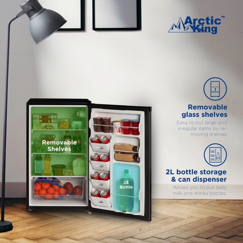 Arctic King 4.4 Cu ft One-Door No Freezer Mini Fridge, Black Stainless Steel Look E-Star, ARM44A5ASL - MadeInUSA - Image 6