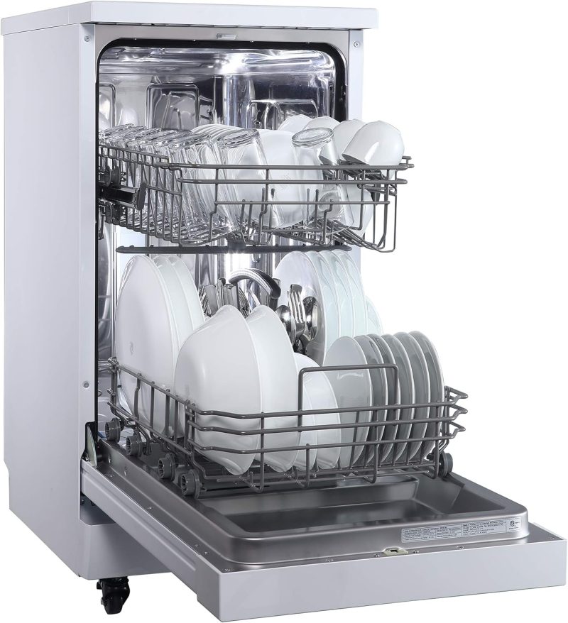 Portable Dishwasher, 18in Wide, 8 Place Settings Capacity, White - Image 5