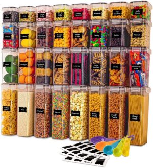 32 Mega Pack Plastic Food Containers with Airtight Lids, Leak Proof & Freezer