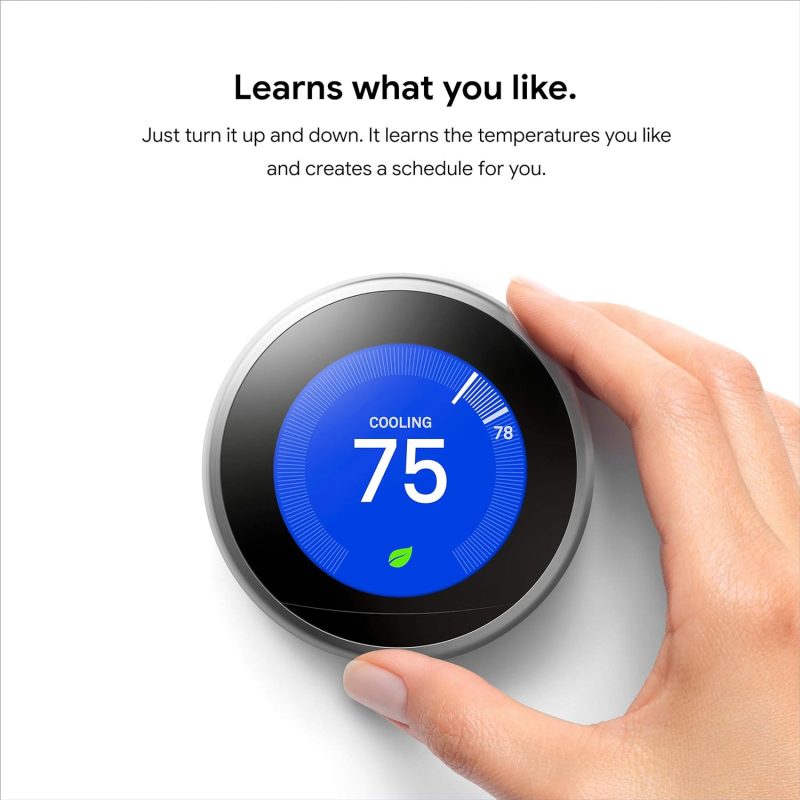 Nest 3rd Gen Learning Thermostat, Programmable Smart, Alexa Compatible, White, Wi-Fi, Energy Saving, Home Use - Image 5