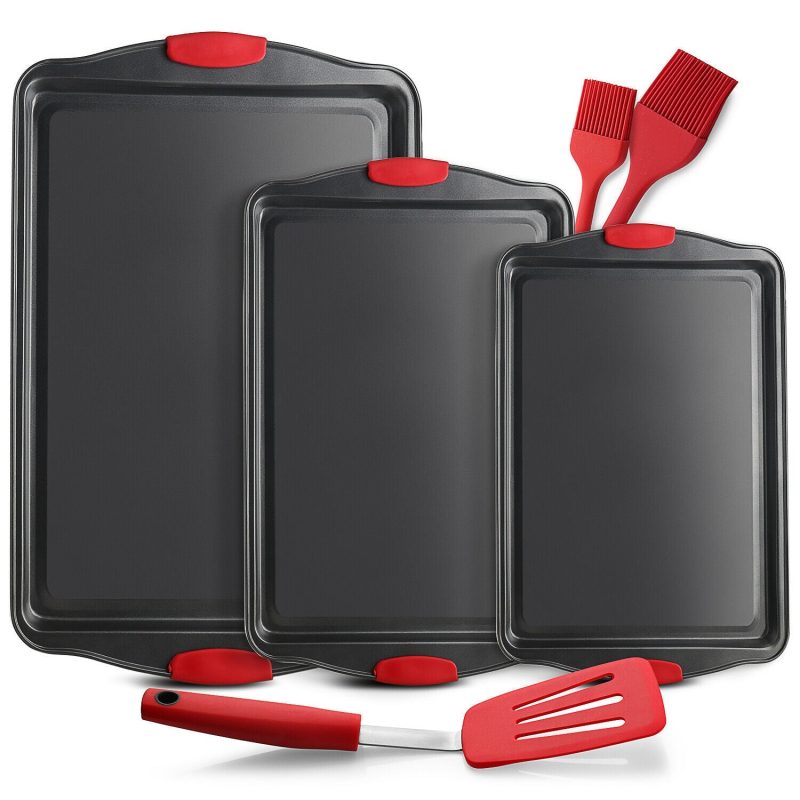 6 Piece Baking Sheet Pan Set Nonstick Cookie Sheets Spatula and Silicon Brushes - Image 16