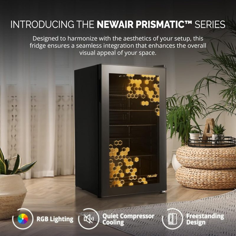 Beverage Refrigerator Cooler | 126 Cans Free Standing with Right Hinge Glass Door | Mini Fridge Beverage Organizer Perfect For Beer, Wine, Soda, And Cooler Drinks - Image 4