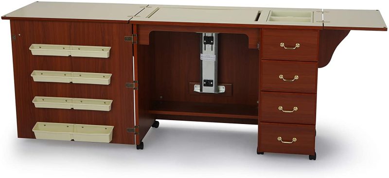 353 Norma Jean Sewing Cabinet for Sturdy Sewing, Cutting, Quilting, and Crafting with Storage and Airlift, Black Finish - Image 4
