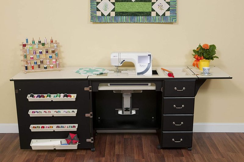 353 Norma Jean Sewing Cabinet for Sturdy Sewing, Cutting, Quilting, and Crafting with Storage and Airlift, Black Finish - Image 8